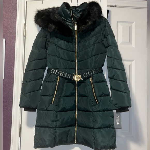 GUESS Women's Puffer Coat with Belt - Picture 4 of 4